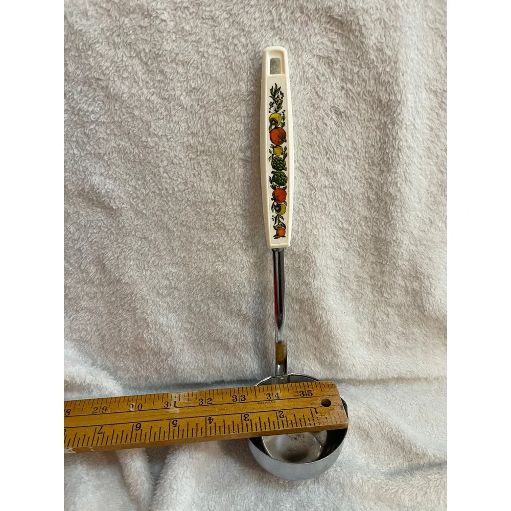 Vintage Ekco Soup Ladle Fruit Vegetable Pattern Chromium Plated Made in USA 11